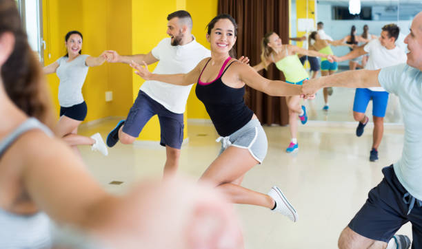 istock Young men and women dancing swing 1094411100