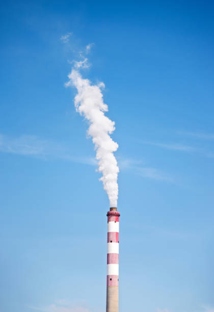 istock Closeup of white smoke polluted sky 1094415564