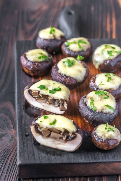 istock Baked mushrooms stuffed with mozzarella 1094416692