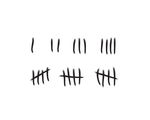 Tally marks on a prison wall isolated. Counting signs. Vector vector art illustration