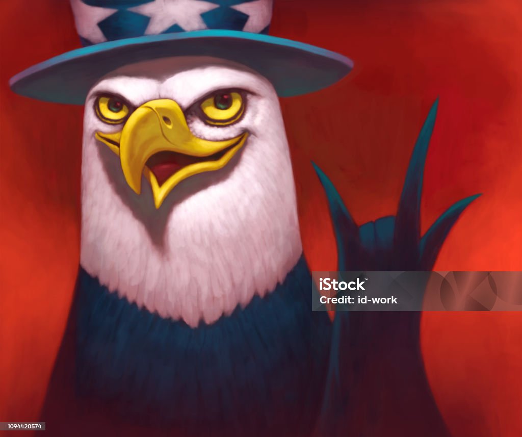 USA bald eagle cheering digital painting / raster illustration of USA bald eagle cheering Painting - Art Product stock illustration