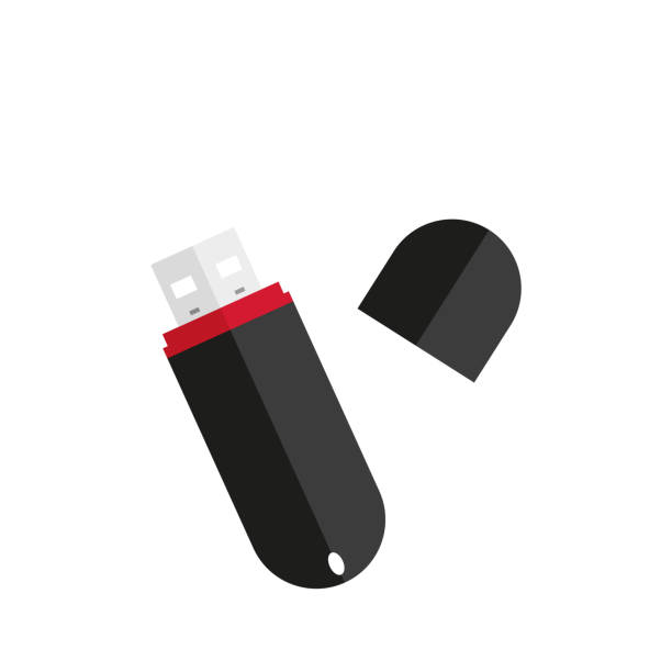 illustrations, cliparts, dessins animés et icônes de flash usb sur fond blanc dans un style plat - usb cable drive usb flash drive flash