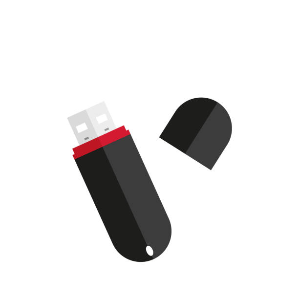 flash usb na białym tle w płaskim stylu - computer key flash stock illustrations