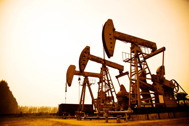 istock Oil pumps working at sunset 1094423996