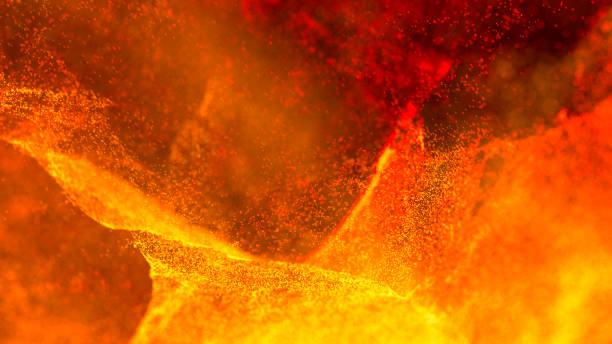 magma vulcanico caldo, sfondo lavico - red hot foto e immagini stock