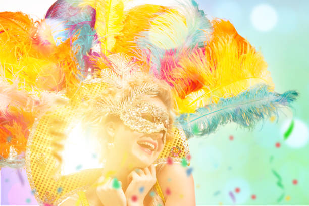 istock Beautiful young woman in carnival mask 1094430242