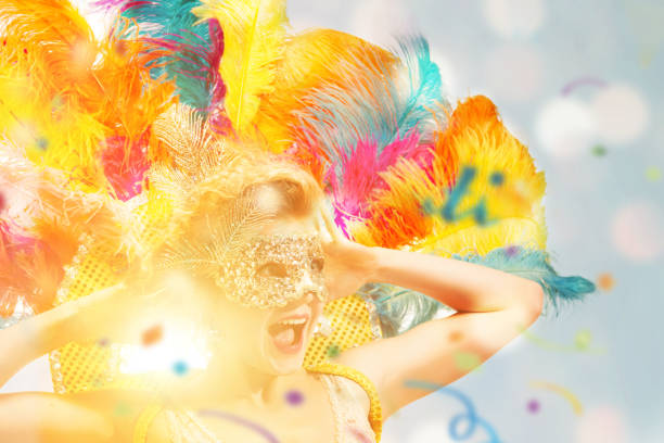 istock Beautiful young woman in carnival mask 1094430266