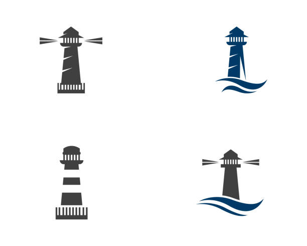 illustrations, cliparts, dessins animés et icônes de illustration de vecteur d'icône de maison de lumière - lighthouse nautical vessel symbol harbor