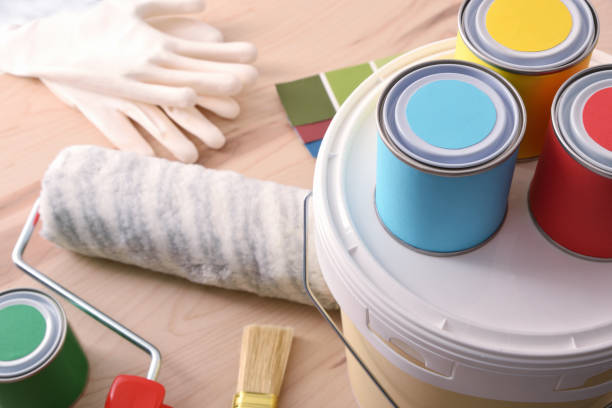istock Tools for painting of houses on table elevated view 1094442582