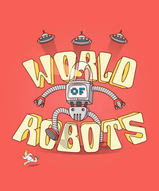 Vector illustration of World of Robots vector illustration