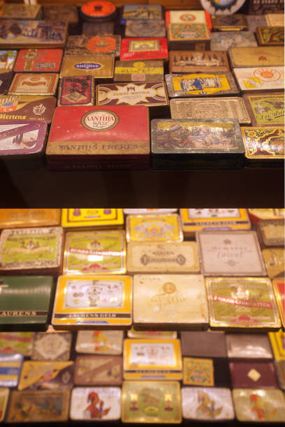 istock Tin boxes of old tobacco brands 1094445694