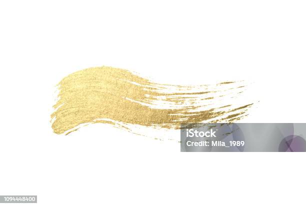 Strokes Of Golden Paint Stock Photo - Download Image Now - 2015