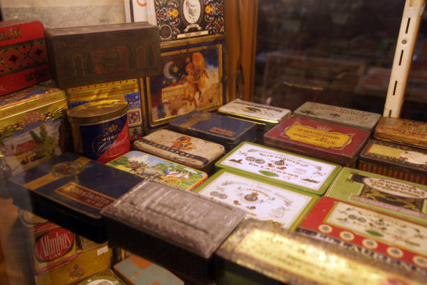 istock Tin boxes of old tobacco brands 1094448590