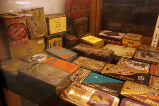 istock Tin boxes of old tobacco brands 1094448898