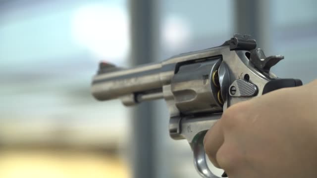 A Man shoots a Pistol