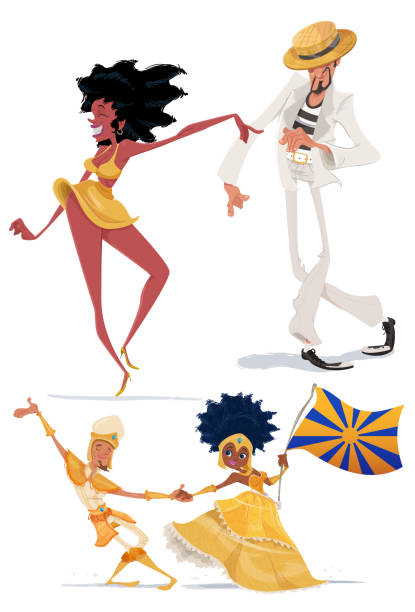 브라질 카니발 - samba dancing carnival dancing brazilian culture stock illustrations