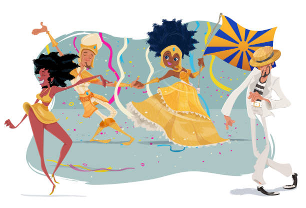 카니발 - samba dancing carnival dancing brazilian culture stock illustrations