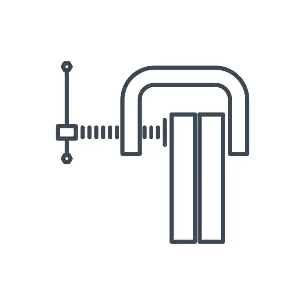 Vector illustration of thin line icon thin line icon clamp, vise