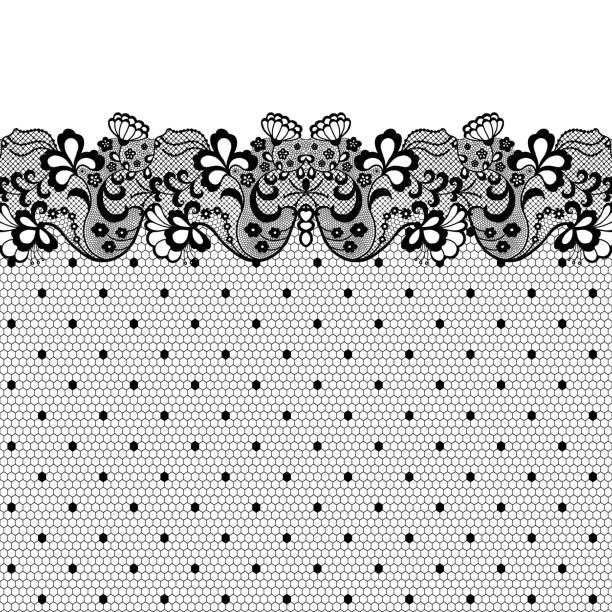 Seamless vintage black lace border. Invitation card. - ilustração de arte vetorial