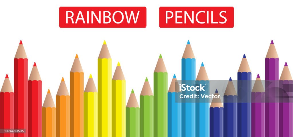 A Set Of Pencils Pencils In The Colors Of The Rainbow Pencils Are Folded In  The Form Of A Wall Vector Illustration Stock Illustration - Download Image  Now - iStock