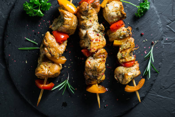 istock Chicken kebab. White chicken meat with bell pepper 1094489250