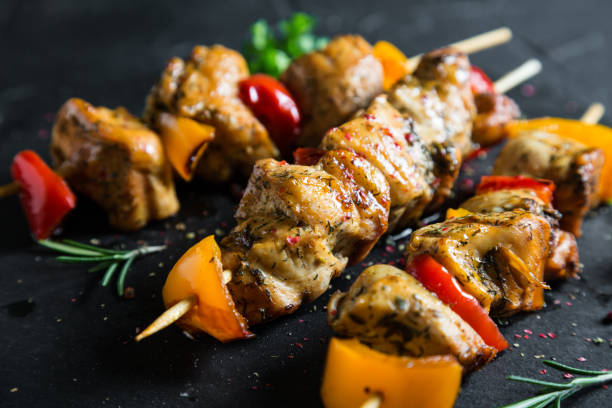 istock Chicken kebab. White chicken meat with bell pepper 1094489348