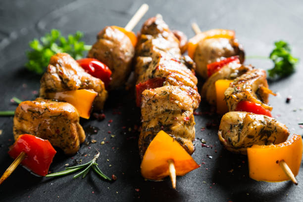 istock Chicken kebab. White chicken meat with bell pepper 1094489520