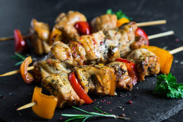 istock Chicken kebab. White chicken meat with bell pepper 1094489796