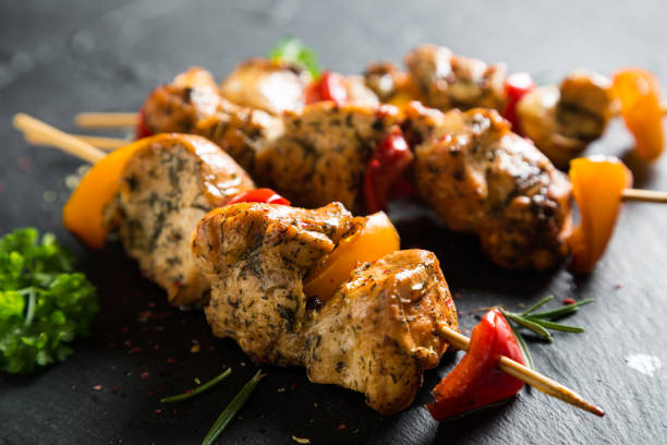 istock Chicken kebab. White chicken meat with bell pepper 1094489930