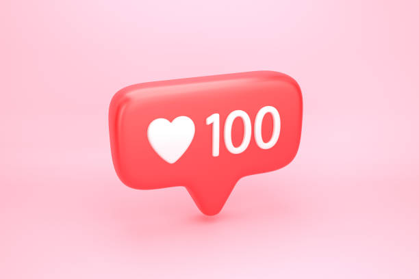 One hundred likes social media notification with heart icon