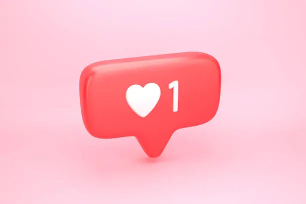 Photo of One like social media notification with heart icon