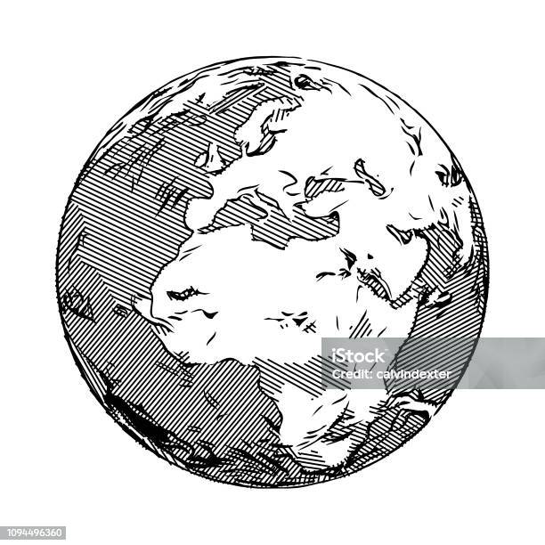 Earth Globe Stock Illustration - Download Image Now - Drawing - Art Product, Planet - Space, Globe - Navigational Equipment