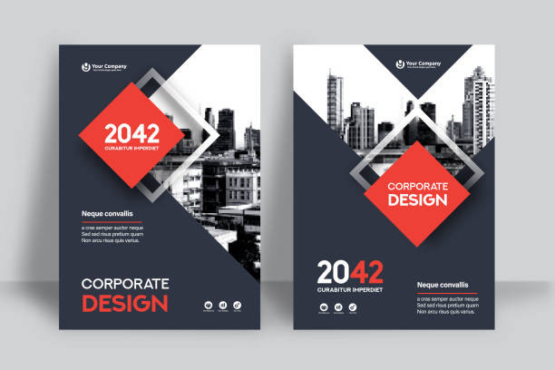 ilustrações de stock, clip art, desenhos animados e ícones de corporate book cover design template in a4 - letter a internet infographic arrow sign