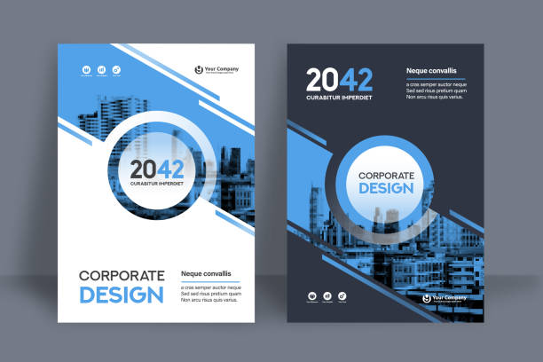 illustrations, cliparts, dessins animés et icônes de modèle de conception de couverture de livre corporatif en a4 - brochure