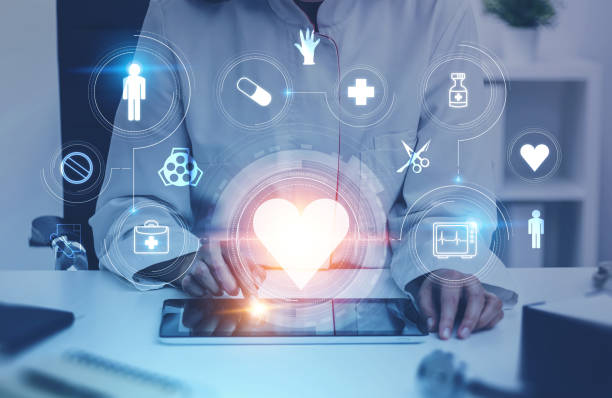istock Woman doctor in office, medical interface 1094501116