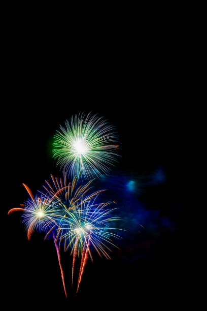 istock Beautiful colorful isolated firework display for celebration happy new year and merry christmas on black background 1094512028
