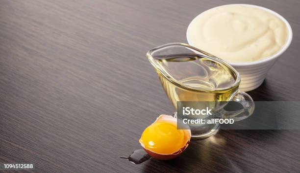 Ingredients For Making Mayonnaise Stock Photo - Download Image Now - Mayonnaise, Ingredient, Animal Egg