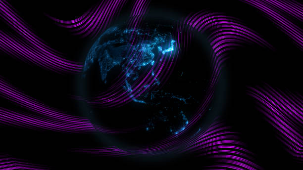 istock Broadcast  data digital earth globeBroadcast  data digital earth globe purple and cyan blue concept 1094512998