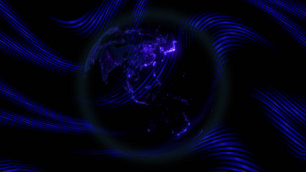 istock Broadcast  data digital earth globeBroadcast  data digital earth globe purple and cyan blue concept 1094513002