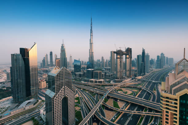 istock Dubai sunset panoramic view of downtown 1094514614