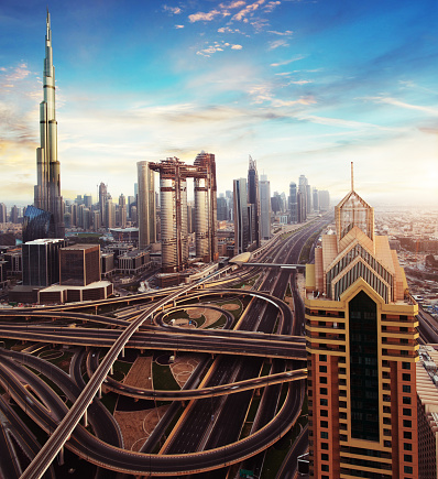 Dubai Sunset Panoramic View Of Downtown Stock Photo - Download Image Now -  Arabia, Architecture, Backgrounds - iStock