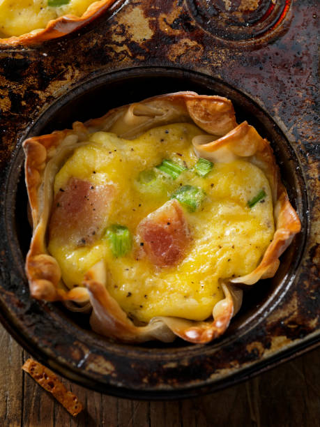 istock Crispy Baked Wonton Egg Cups with Bacon, Cheddar Cheese and Green Onions 1094518532