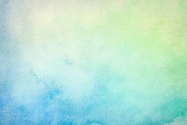 blank light watercolor background - horizontal blue turquoise painted image imagens e fotografias de stock