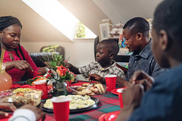 African-american family celebrating Twelfth night