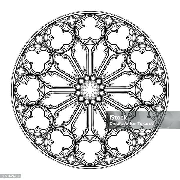 Gotiska Ros Fönster Populära Arkitektoniska Motiff I Medeltida Konst-vektorgrafik och fler bilder på Glasmålning