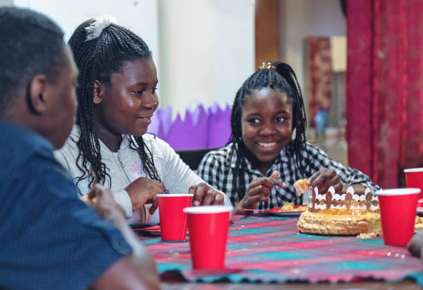 African-american family celebrating Twelfth night