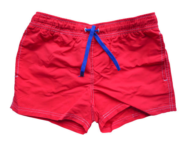 Red sports shorts isolated on white background. Clipping path included.