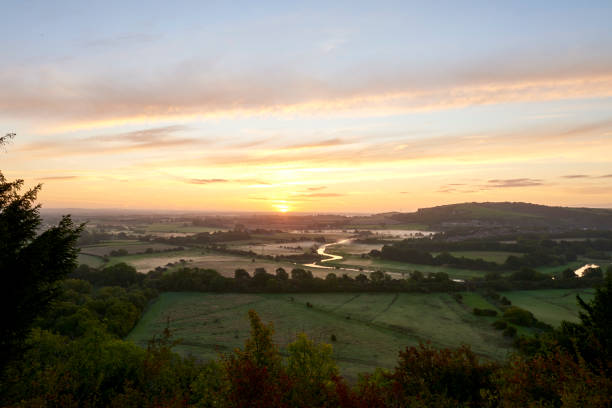 South Downs National Park with View of Ouse River at Sunrise South Down National Park with view of the Ouse River at sunrise ouse river photos stock pictures, royalty-free photos & images