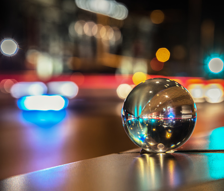 Night city in the glass ball.