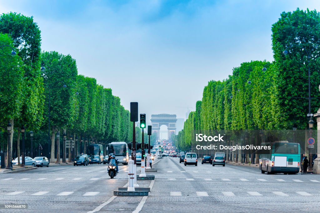 Avenue des Champs-Elysees and Arc de Triomphe. Paris, France Avenue des Champs-Elysees Stock Photo